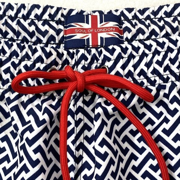 Soul of London Swim Shorts Men's size XXL Board Shorts Bathing Suit Blue White - Picture 3 of 10
